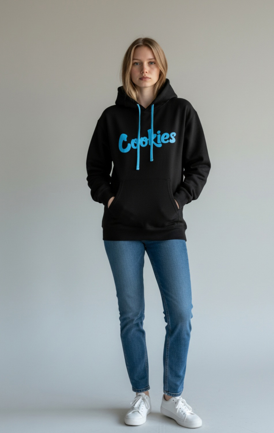 Cookies Black Hoodie – Blue