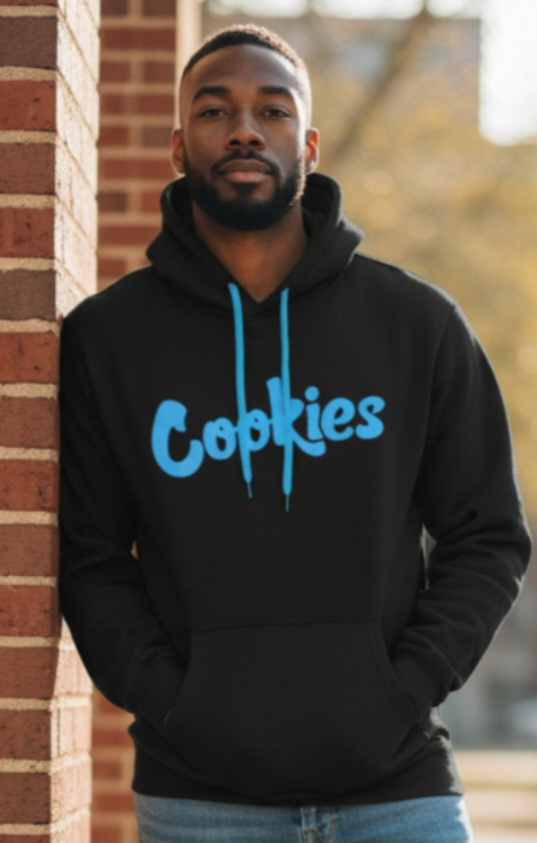 Cookies Black Hoodie – Blue