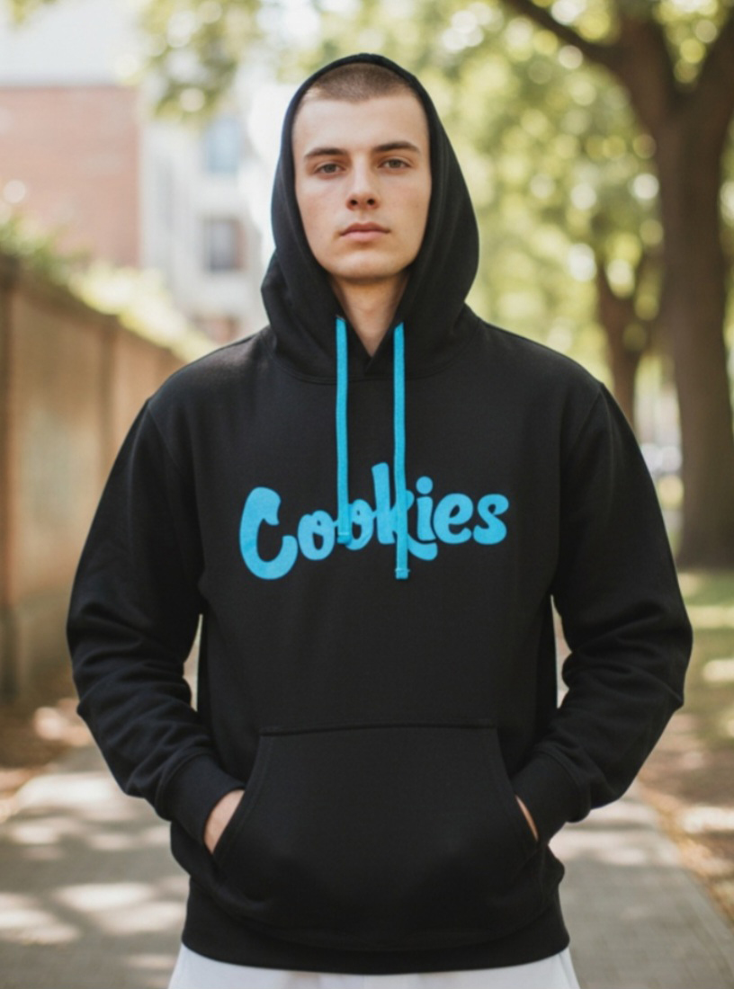 Cookies Black Hoodie – Blue